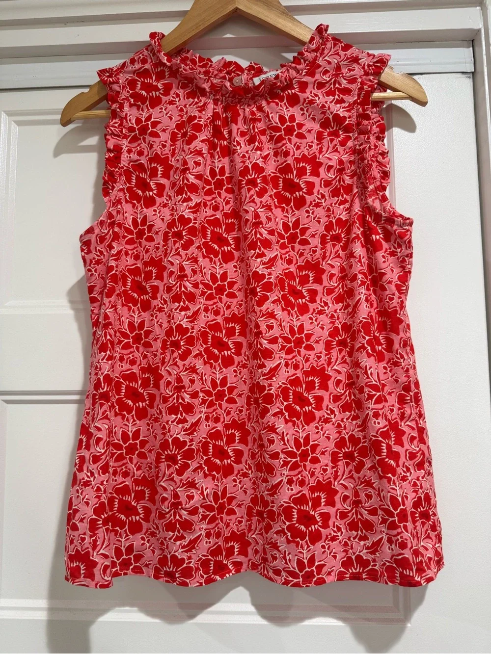 J.Crew Linen blend sleeveless ruffle top